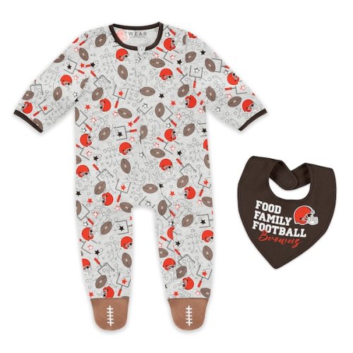 Infant & Newborn Cleveland Browns WEAR by Erin Andrews Sleep and Play Full-Zip Sleeper & Bib Set