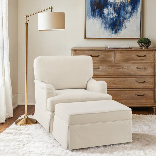 Red Barrel Studio® 32.7'' Skirted Swivel Accent Barrel Chair With Storage Ottoman & Reviews | Wayfair