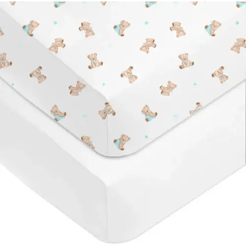 American Baby Company Fitted Crib Sheet 28" x 52", Soft Breathable Neutral 100% Cotton Jersey Sheet, Bear, for Boys and Girls, Fits Crib and Toddler Bed mattresses