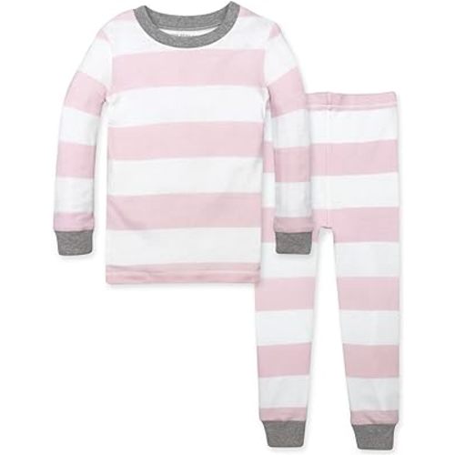 Burt's Bees Baby Girls' Pajamas, 2-Piece Long Sleeve Tee and Pants Organic Cotton PJ Set
