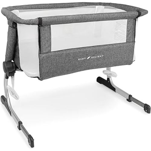 Baby Delight Beside Me Dreamer Bassinet | Bedside Sleeper & Baby Bassinet | 6-Position Height Adjustment | Charcoal Tweed
