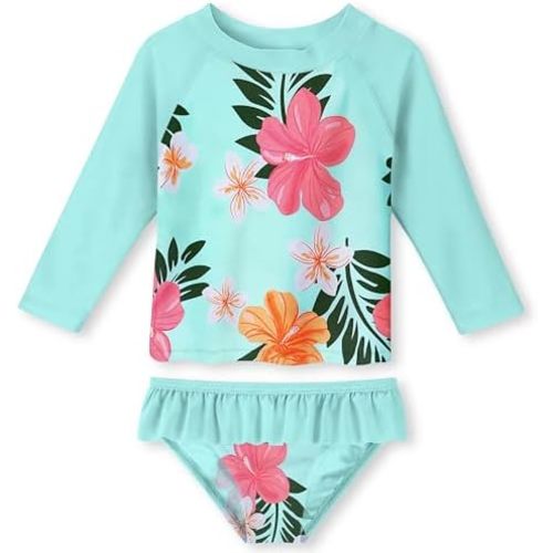UNIFACO Toddler Girls Swimsuit Rashguard Set Summer Beach Breathable Tankini with UPF 50+ Sun Protection 2-8T