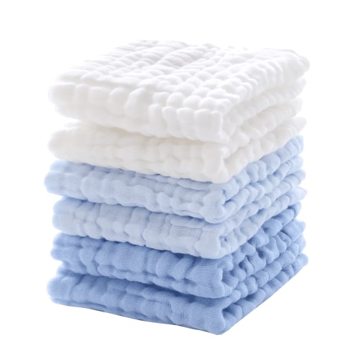 chocrria Baby Muslin Washcloths, Absorbent Face Cloths for Newborn, Bath Wipes, Burp Cloths, Pack of 6 - 12x12 Inches