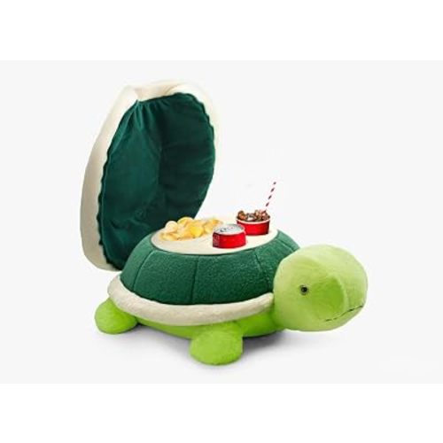 Couch Cup Holder Pillow Tray & Caddy,Headrest and Giant Turtle Stuffed Animal-For Sofa, Bed, Car, Camping, Smooth zipper for the shell, soft plush.Spill-Proof Machine Washable tray (23inches)