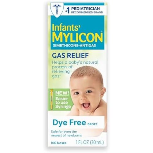MYLICON Gas Relief Drops for Infants and Babies, Dye Free Formula, 1 Fluid Ounce, 100 Doses with Updated Syringe
