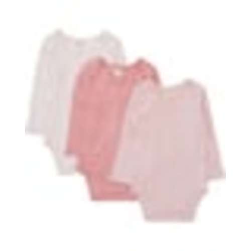 Medium Pink Baby 3 Pack Long Sleeve Organic Cotton Bodysuit | Best&Less™ Online