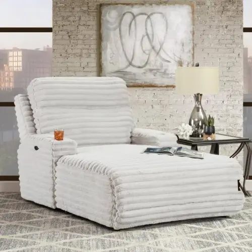 Cozy Gray Fabric Power Chaise Recliner