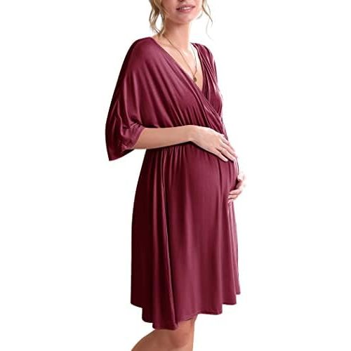 Ekouaer 3 in 1 Labor/Delivery/Hospital Gown Maternity Dress Nursing Nightgown Sleepwear for Breastfeeding