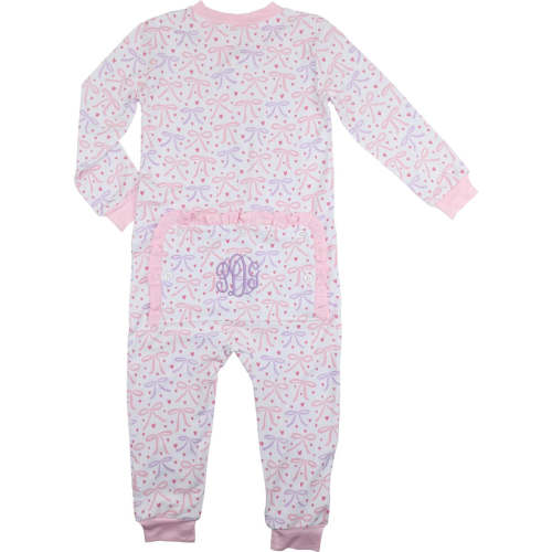 Bows and Hearts Bamboo Knit Zipper Pajamas