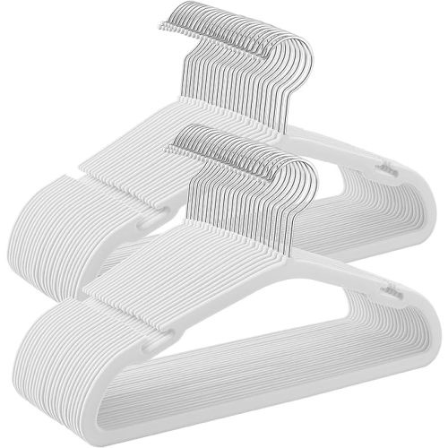 SONGMICS Kids Hangers 50 Pack, 14 x 8 Inches, Non-Slip Velvet Baby Hangers for Closet, Space-Saving, Wide Shoulder Notches, Cloud White UCRF038W01