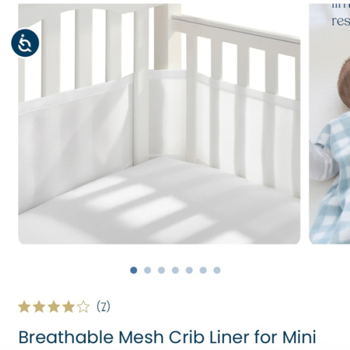HALO Breathable Mesh Crib Liner for Mini Crib in White