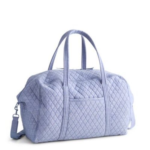 Vera Bradley Women's Premium Cotton Large Miramar Weekender Travel Bag Blue Chambray