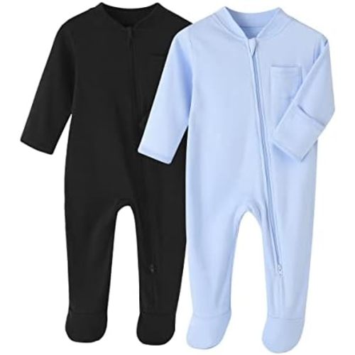 Baby Kids Sleep and Play Baby Cotton Sleeper Zip Front Footed Pajamas 0-12 Month