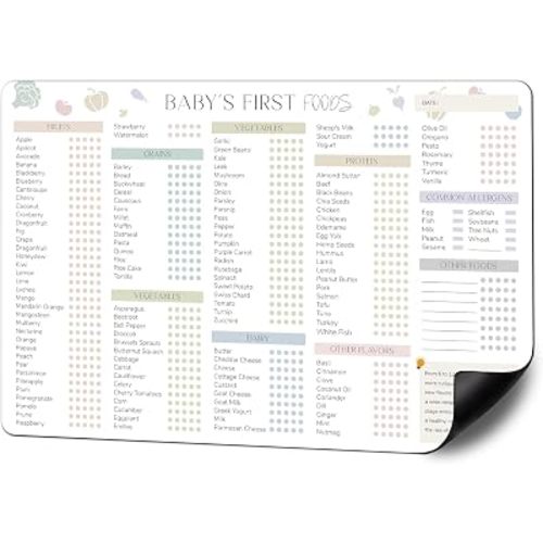 BIROYAL Baby First Food Tracker, 127 Foods, 5-Trial Checkbox, Morandi