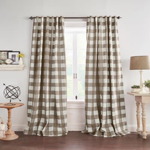 Threadmade Grainger Rod Pocket Back Tab Window Curtain Panel, Espresso - 52" W x 84" L