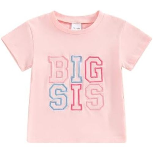 Toddler Baby Girl Boy Clothes Embroidery Bro/Sis Siblings Matching Outfits Toddler Big Brother/Sister Shirt