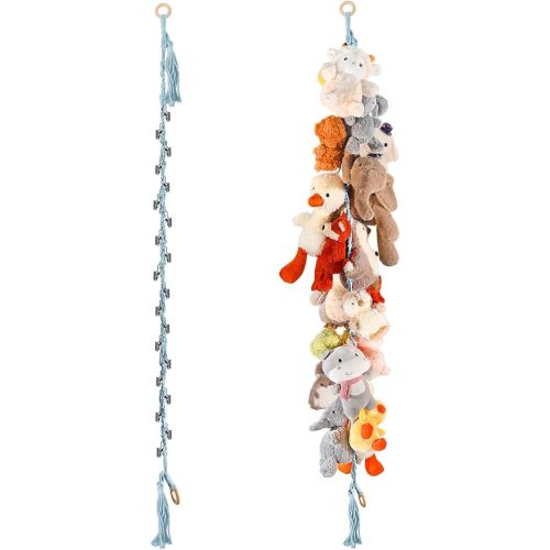 CERETIA 80" Stuffed Animal Organizer Chain, Wall Corner Storage, Baby Blue