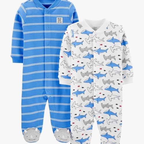 Simple Joys by Carter's baby-boys 2-way Zip Thermal Footed Sleep and Play, Pack of 2