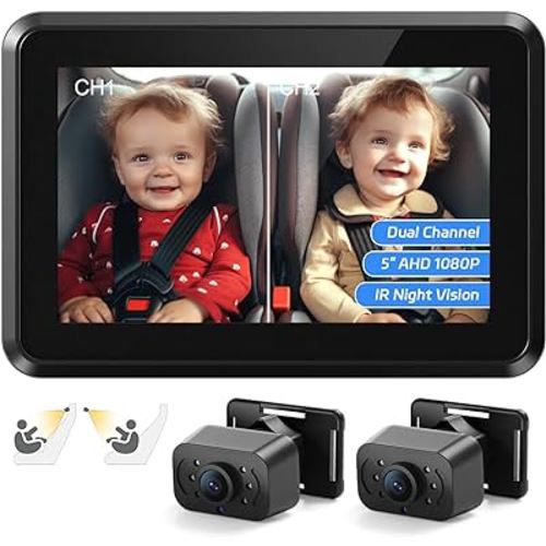Itomoro Baby Car Mirror, HD Dual Channel with 2 IR Night Vision Camera, Easy 5 Min Installation for Rear Facing Seat