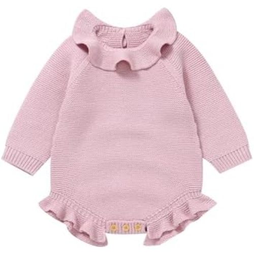 Baby Girl Knit Romper Ruffle Collar Sweater Pullover Long Sleeve Bodysuit Newborn Infant Fall Winter Outfit