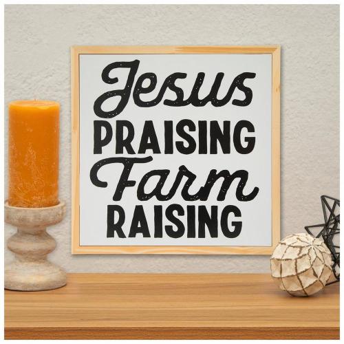 Jesus Praising Farm Raising Wood Wall Decor