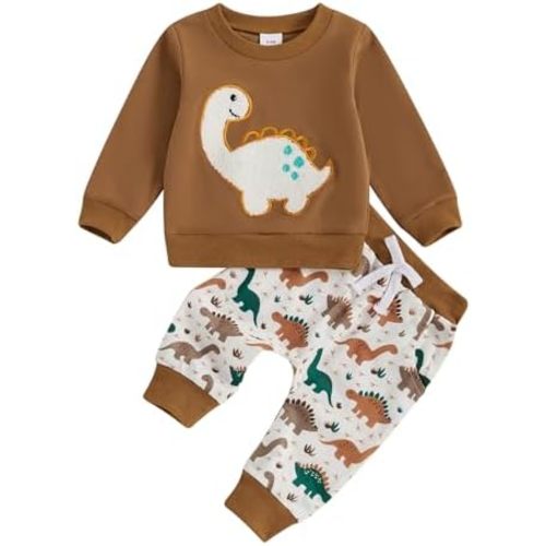 Toddler Baby Boy Fall Clothes Long Sleeve Dinosaur/Bear Print Sweatshirt Pants Set Cute Infant 0-3T Winter Outfits