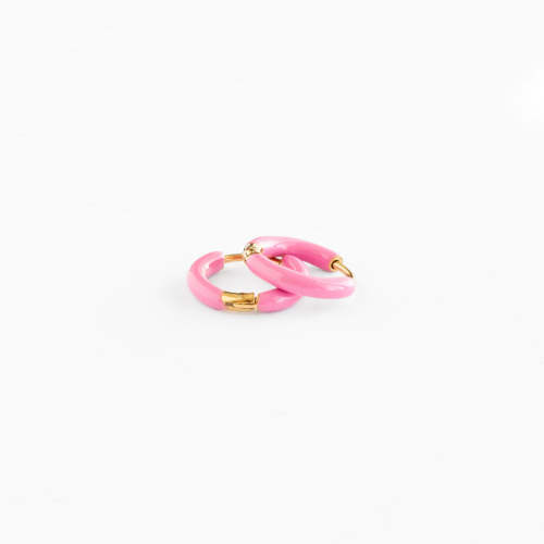Pink Enamel Hoop Earring – Pip Pop Post