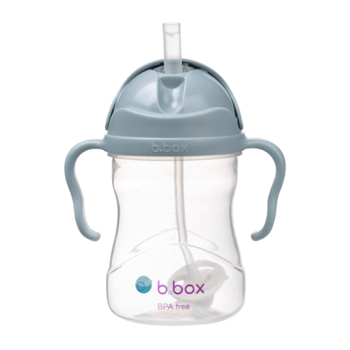 b.box Sippy Cup with Weighted Straw, Leak & Spill Proof, Easy Grip, BPA Free (Ocean, 8oz)