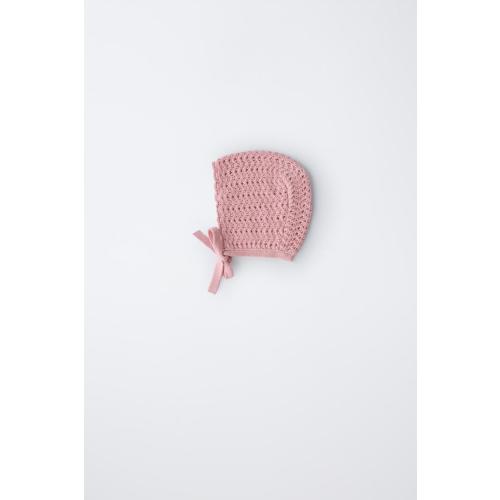 CROCHET KNIT BONNET - Mid-pink | ZARA United States