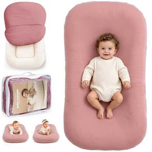 Infant Support Cushion - Soft Cotton Baby Support Cushion for 0-24 Months, Portable Tummy Time Mat for Home and Travel, Supervised Play Cushion, Baby Registry Gift (Includes Removable Gumdrop Cover)