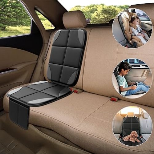 Car Seat Protector MHO+All 2 Pack Auto for Child Baby Car Seats - Large CarSeat Sit Savers Mat with Waterproof 600D Fabric & 2 Storage Pockets, Crash Test Approved