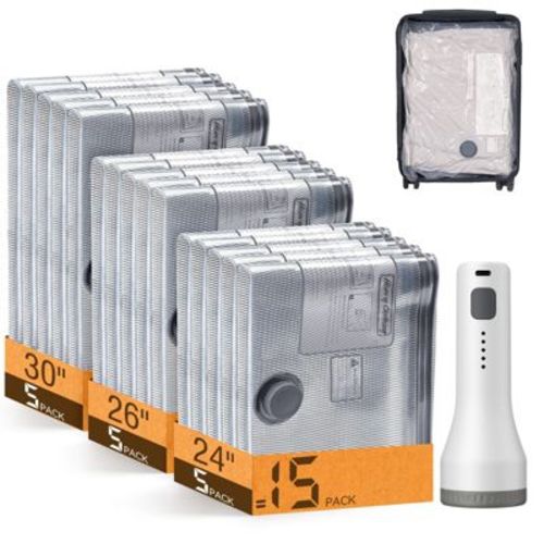 Vacuum Storage Bags with Air Pump for Clothes Bedding and Closet Organization,15 Bags