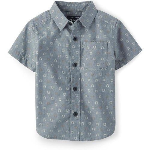 The Children's Place Baby Boys' and Toddler Boys Poplin Short Sleeve Button Down Shirt