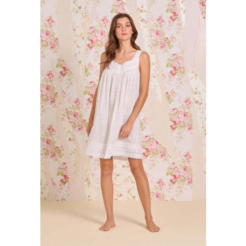Rosebud Sprig Cotton Swiss Dot Chemise