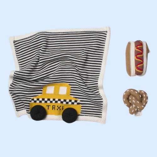 NYC Security Blanket & Food Rattle Set | Organic Baby Gift | Estella