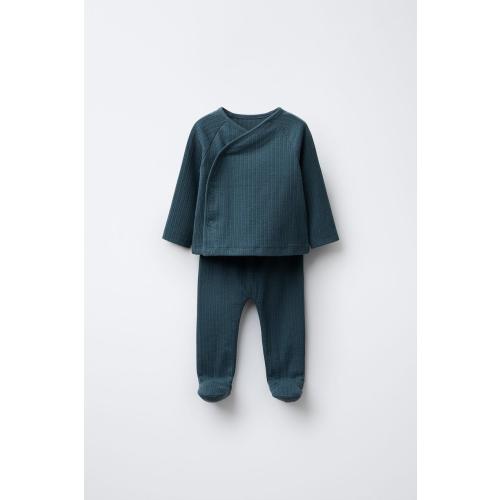 TEXTURED TOP AND LEGGINGS SET - Petrol blue | ZARA United States
