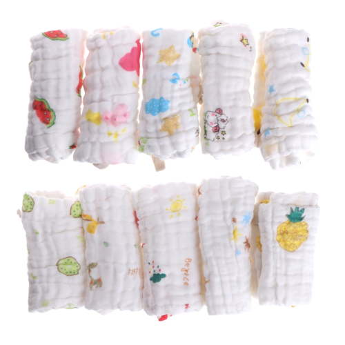 Muslin Baby Washcloths Set(5-Pack), Natural Cotton Infant Bath Towel (Square)