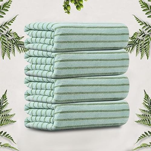 4 Pcs Ultra Soft Washcloths, 13x13 Inches Microfiber Face Towel 600 GSM Quick Dry Highly Absorbent, Super Soft for Body Face Bathroom Hotel & Spa (Set of 4,Light Green)