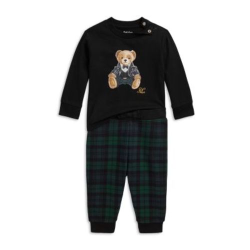 Boys' Polo Bear Tee & Plaid Fleece Pants Set - Baby