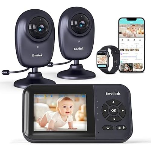 Smart Baby Monitor, 2.8in LCD, Night Vision, VOX, 2-Way Talk, 5 Lullabies 1500ft WiFi VideoBaby Monitor