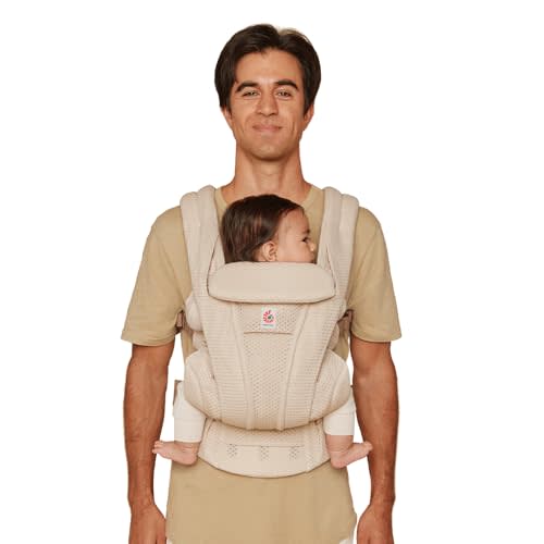 Ergobaby Omni Deluxe Baby Carrier Newborn to Toddler - Breathable Baby Carriers for Summer - All-Position Carrier with Enhanced Lumbar Support & Airflow (7-45 Pounds), Mesh, Natural Beige