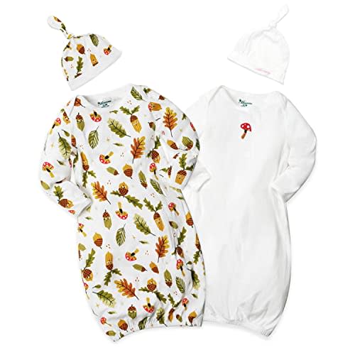 Minicoco Newborn Unisex Baby Boys Girls Cartoon Sleeper Gown Long Sleeve Nightgown Sleepsuits with Hats, 0-3/0-6 Months