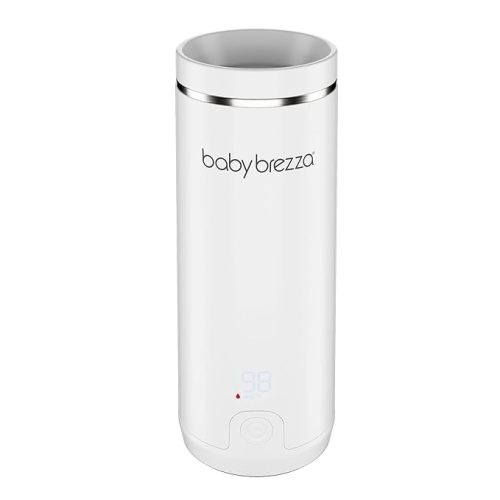Baby Brezza Portable Warmer – 3X Faster Baby Bottle Warming - Travel Breastmilk and Formula Warmer - Safe, Even Heating - Up to 9oz - No Adapters, White