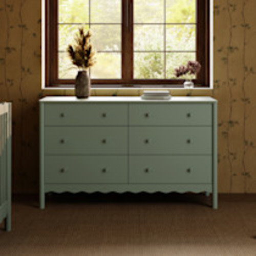 babyletto Swell 6-Drawer Wide Assembled Dresser - Light Sage
