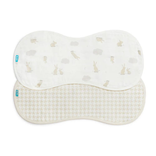 Burp Cloth 2 Pack Muslin White Cloud Bunnies