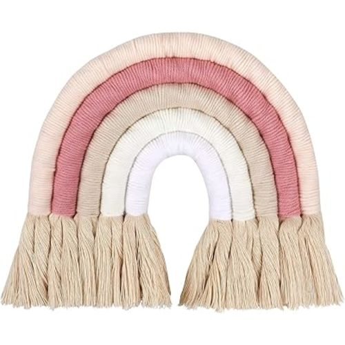 ZWA Rainbow Wall Hanging - Handmade Macrame Wall Art for Nursery & Kids Room Decor