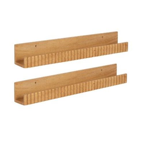 Kate and Laurel Furrow Ledge Shelf Set, Natural, 2 Piece 24 Inch