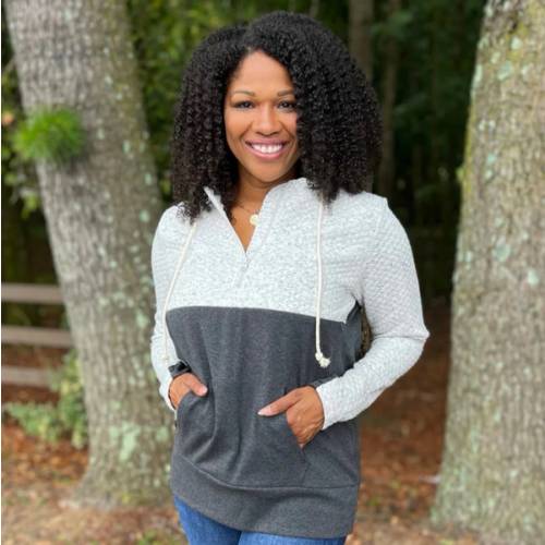 XS - Nursing Hoodie - Quarter Zip - Hidden Zipper - Oatmeal Waffle