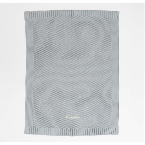 Personalized Bubble Knit Mist Blue Baby Stroller Blanket