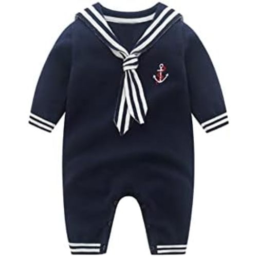 Mud Kingdom Boutique Baby Boy Nautical Sweater Romper Stripe